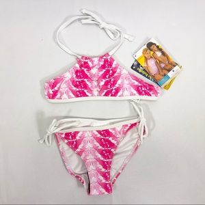 Snapper Rock Pink Fuschia Feathers Bikini Sz 3